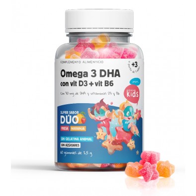 Omega 3 DHA con Vit D3+Vit B6 Herbora 60 gummies